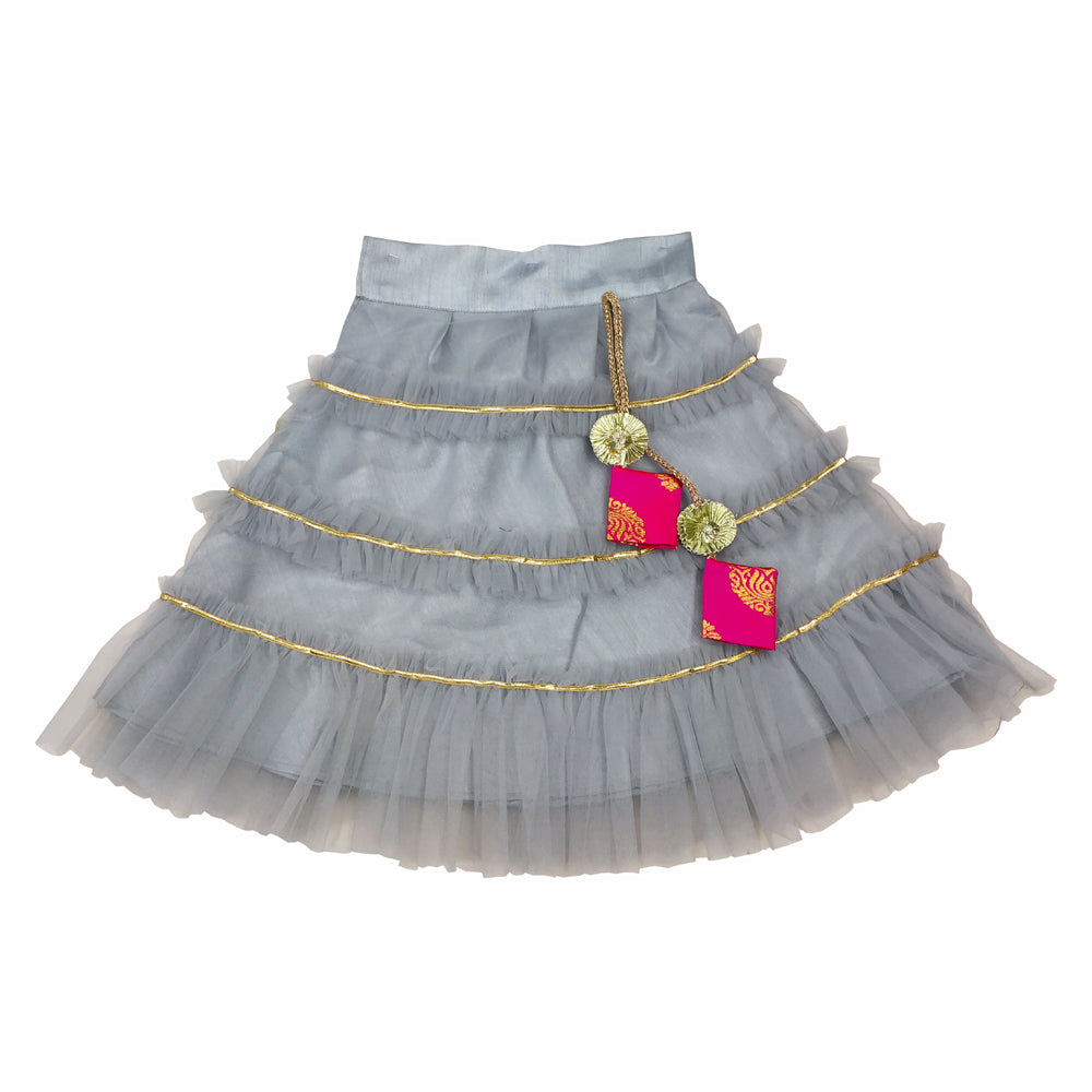 Girls Frill Lehenga Choli and Dupatta Set Party Wear