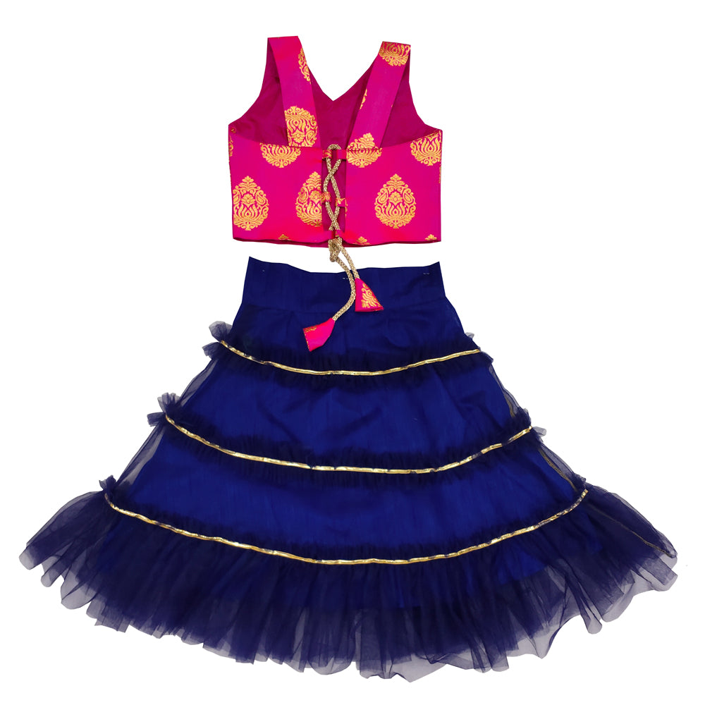 Girls Frill Lehenga Choli and Dupatta Set Party Wear