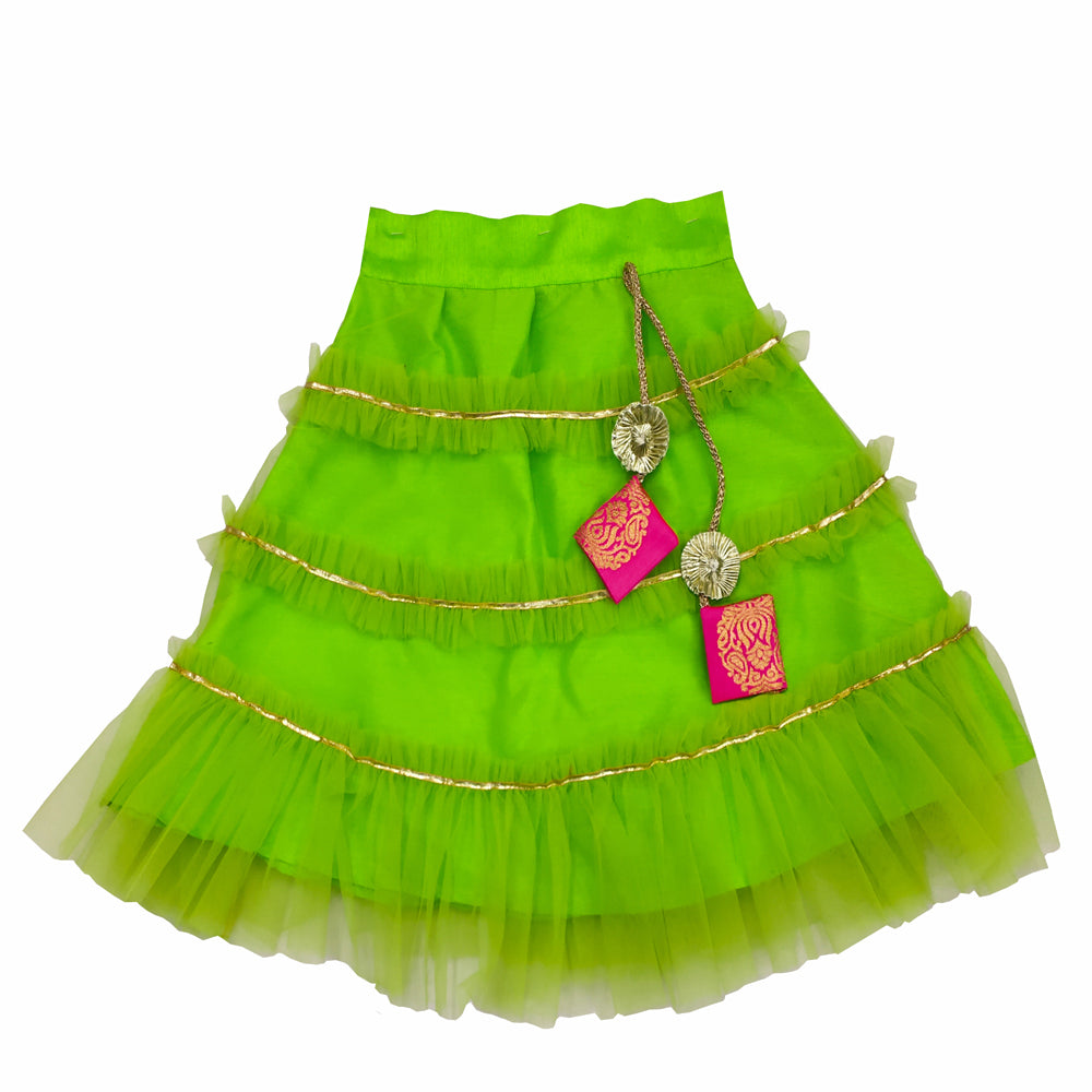 Girls Frill Lehenga Choli and Dupatta Set Party Wear