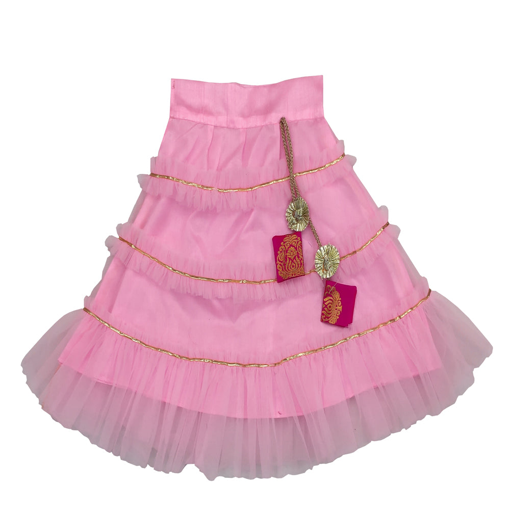 Girls Frill Lehenga Choli and Dupatta Set Party Wear