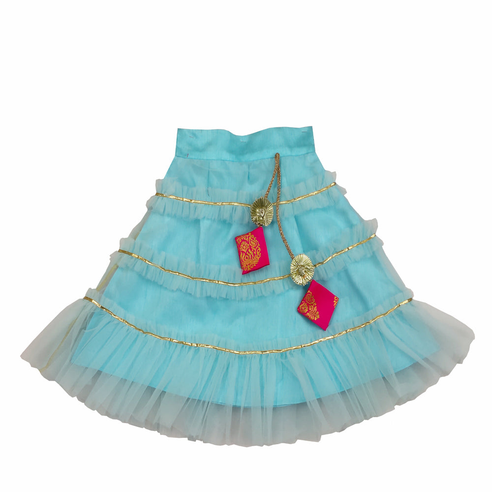 Girls Frill Lehenga Choli and Dupatta Set Party Wear