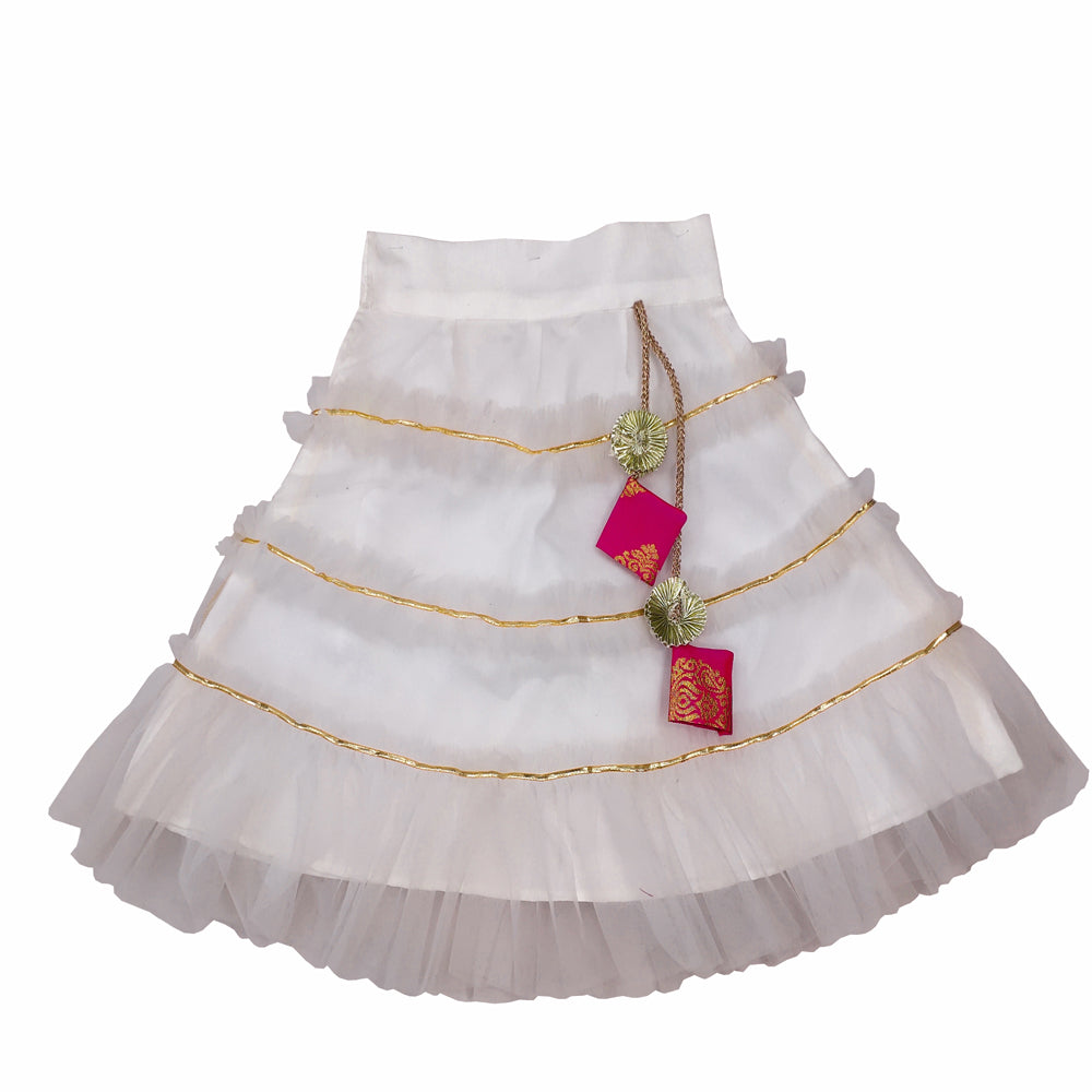 Girls Frill Lehenga Choli and Dupatta Set Party Wear