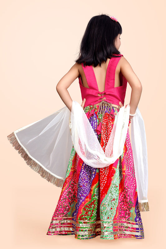 Girls Ethnic Wear Printed Lehenga, Choli and Dupatta Set