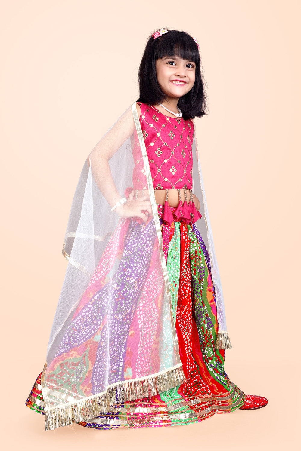 Girls Ethnic Wear Printed Lehenga, Choli and Dupatta Set