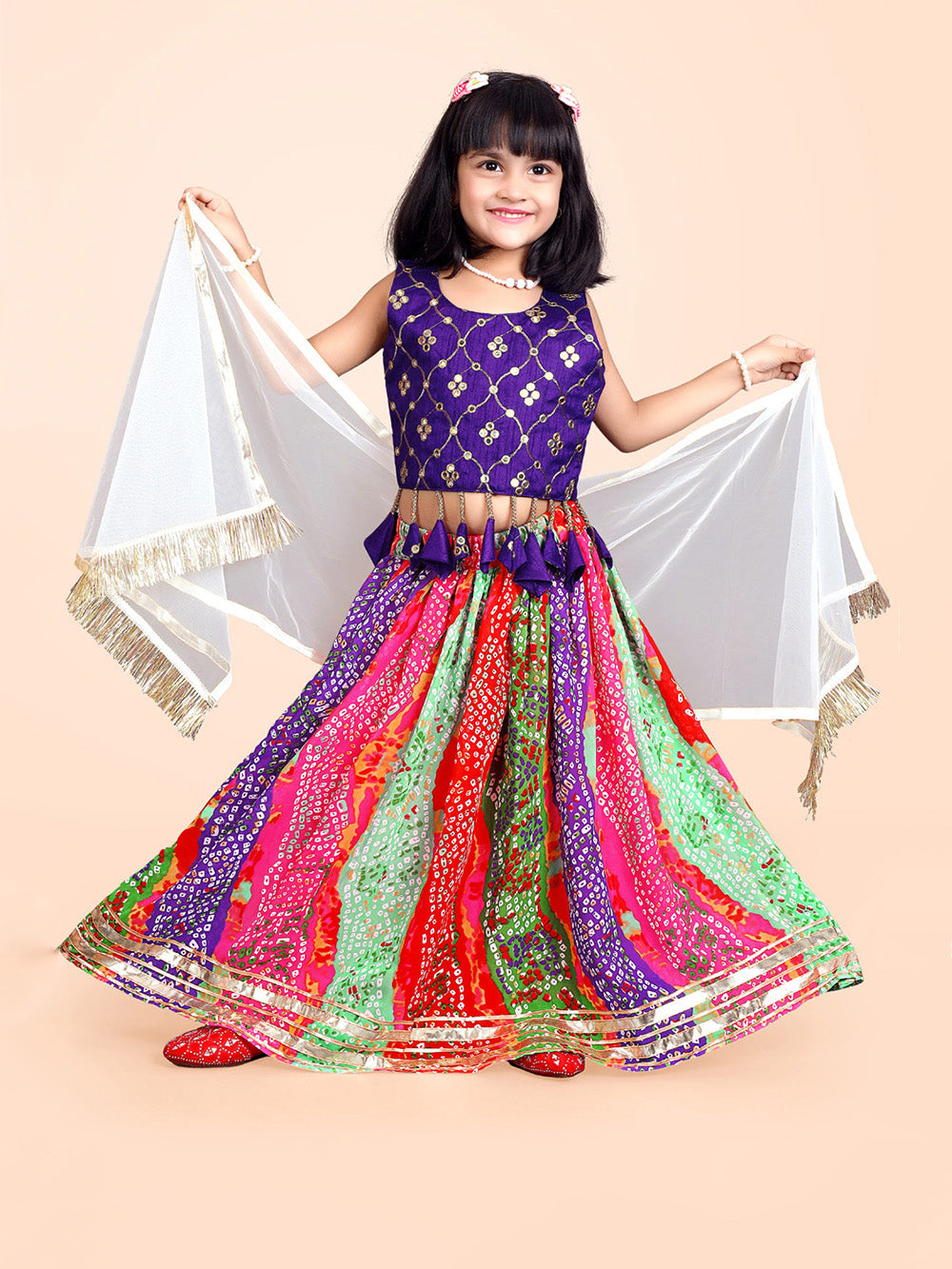 Girls Ethnic Wear Printed Lehenga, Choli and Dupatta Set