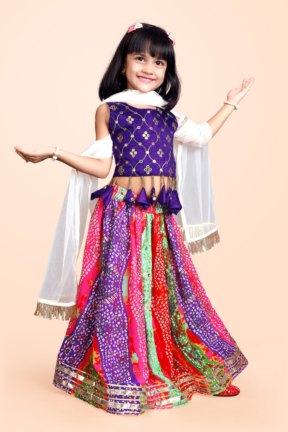 Girls Ethnic Wear Printed Lehenga, Choli and Dupatta Set