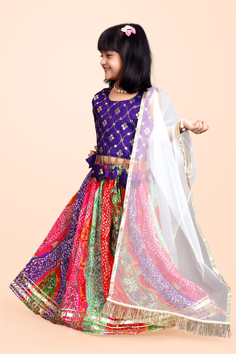 Girls Ethnic Wear Printed Lehenga, Choli and Dupatta Set
