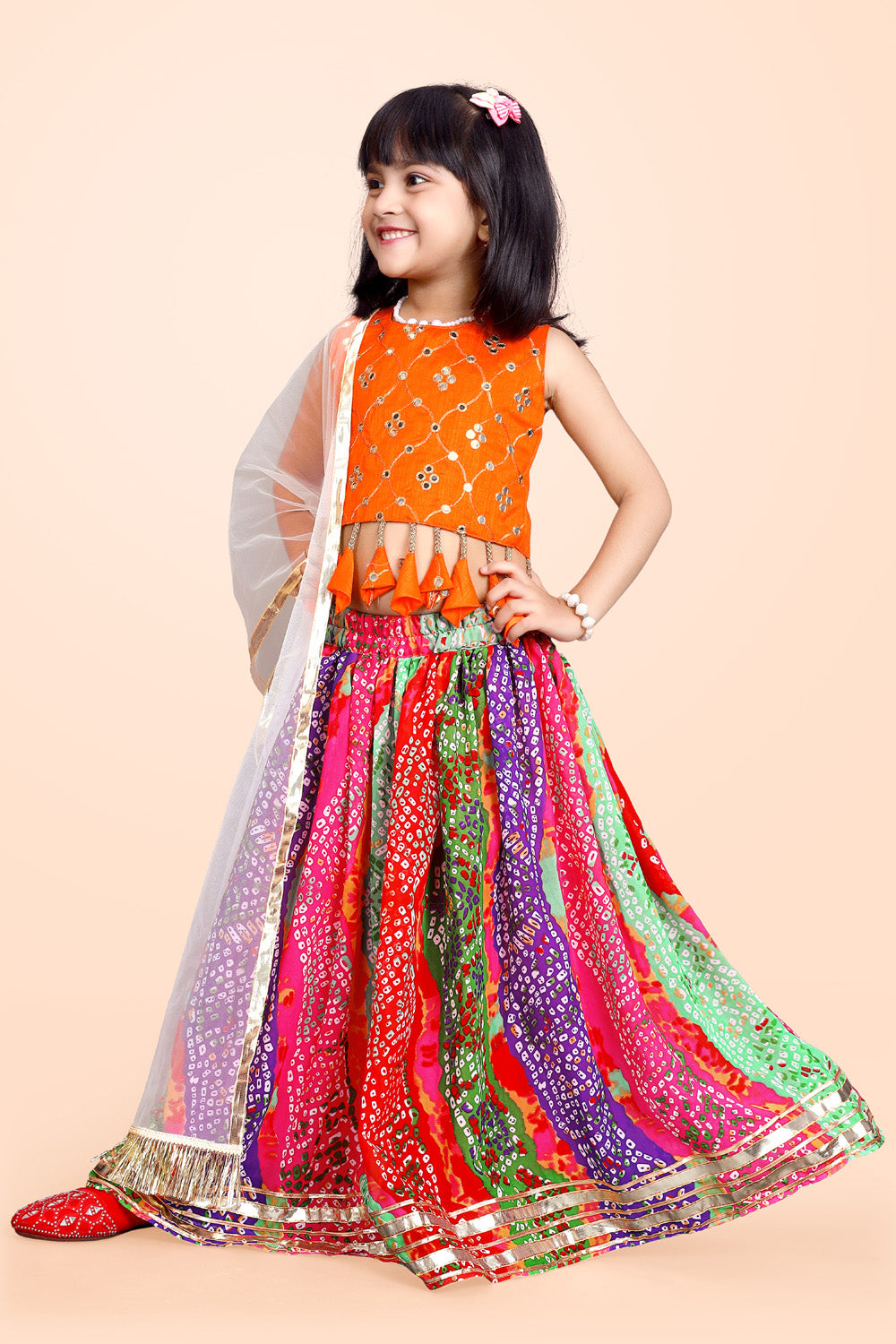 Girls Ethnic Wear Printed Lehenga, Choli and Dupatta Set