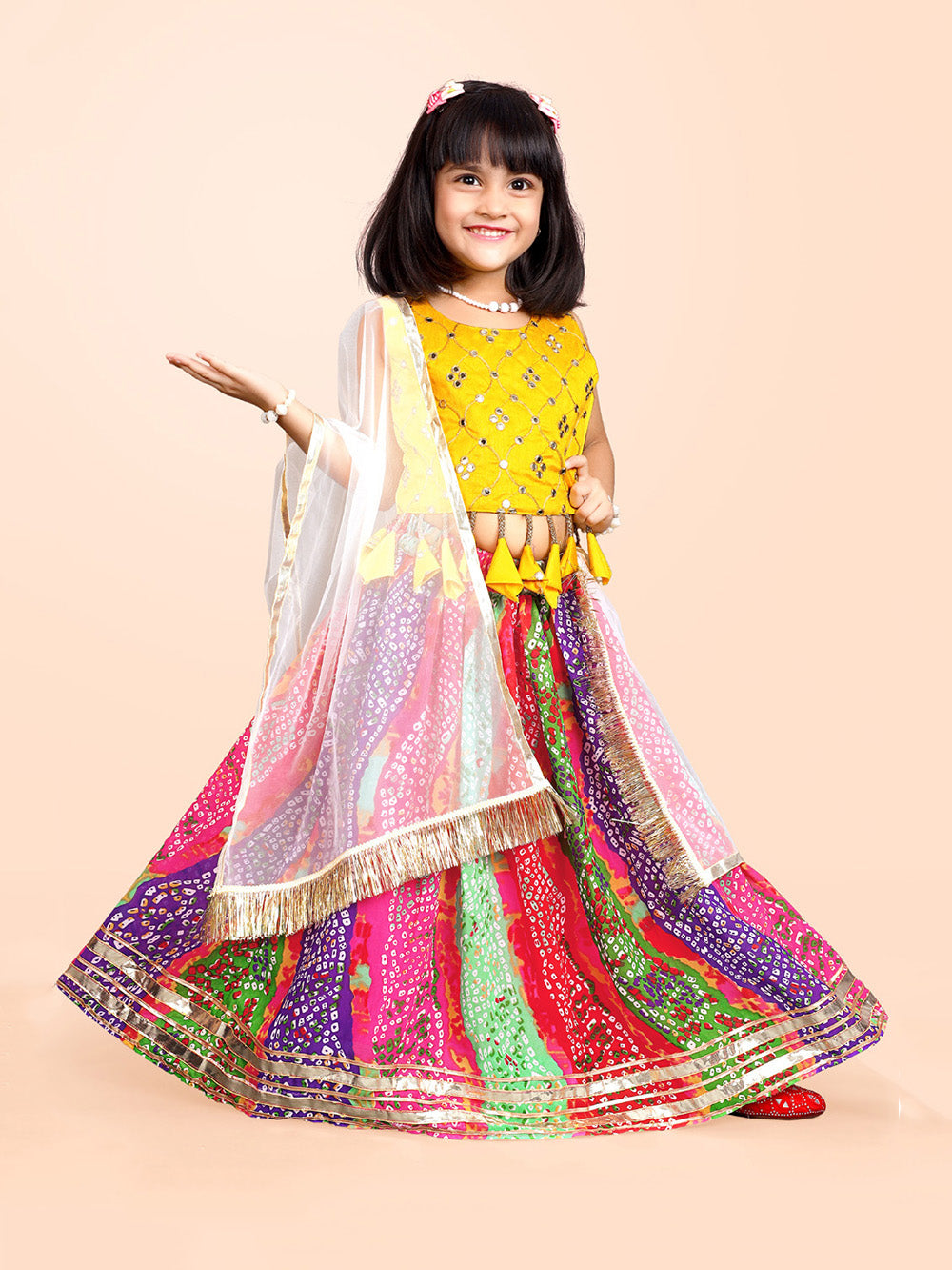 Girls Ethnic Wear Printed Lehenga, Choli and Dupatta Set