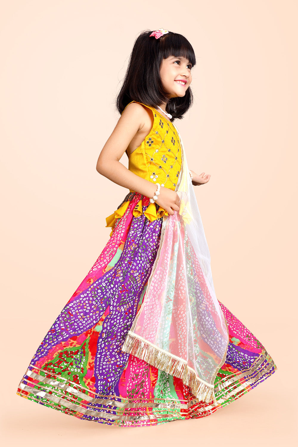 Girls Ethnic Wear Printed Lehenga, Choli and Dupatta Set