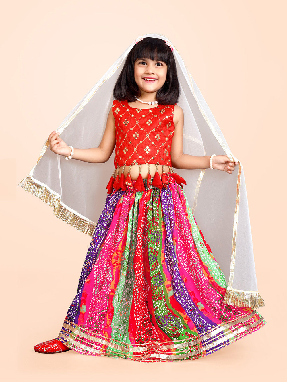 Girls Ethnic Wear Printed Lehenga, Choli and Dupatta Set