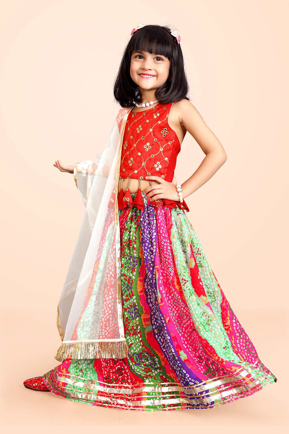 Girls Ethnic Wear Printed Lehenga, Choli and Dupatta Set
