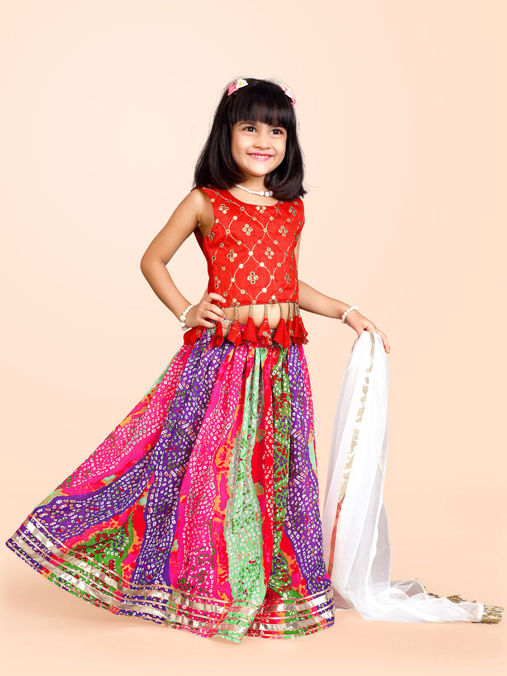 Girls Ethnic Wear Printed Lehenga, Choli and Dupatta Set