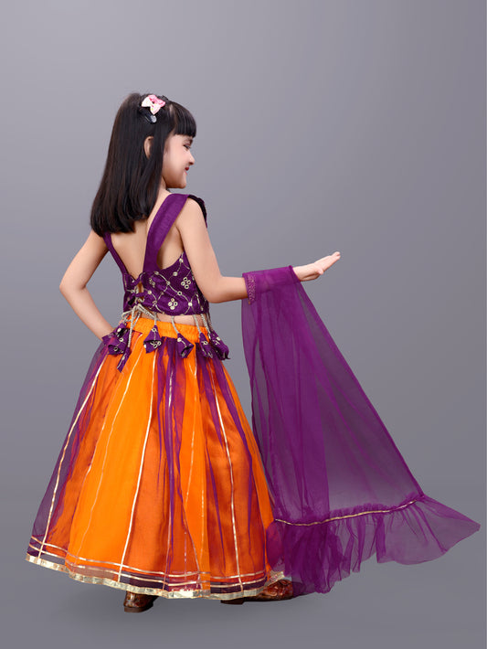 Girls Party Wear Lehenga, Choli and Dupatta Set