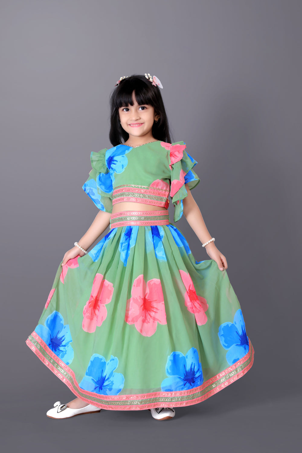 Lehenga Choli Floral Print Party Wear Dress