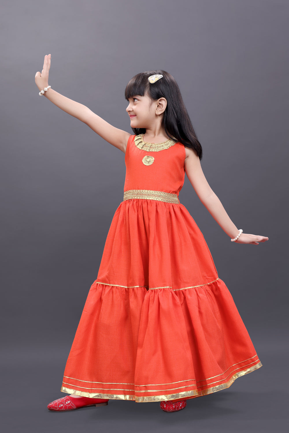 Girls Festive & Party Ethnic Jacket, Blouse and Palazzo Set
