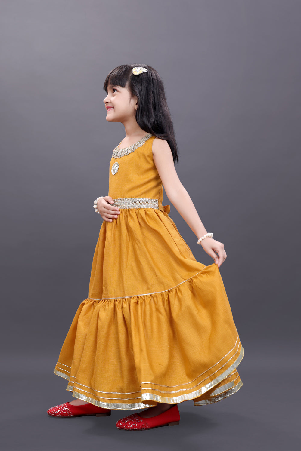 Girls Festive & Party Ethnic Jacket, Blouse and Palazzo Set