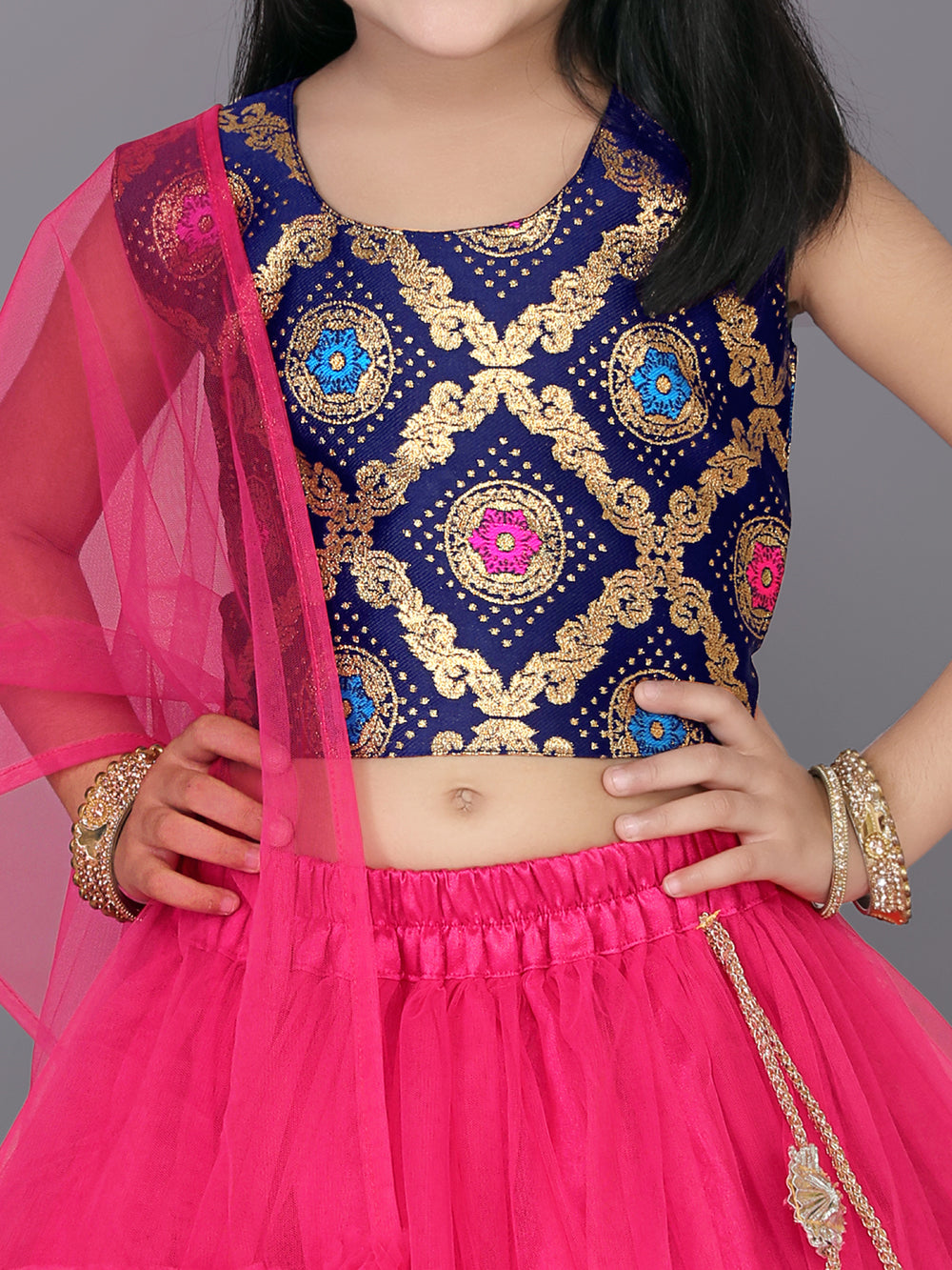 Girls Frill Design Lehenga Choli with Dupatta Set