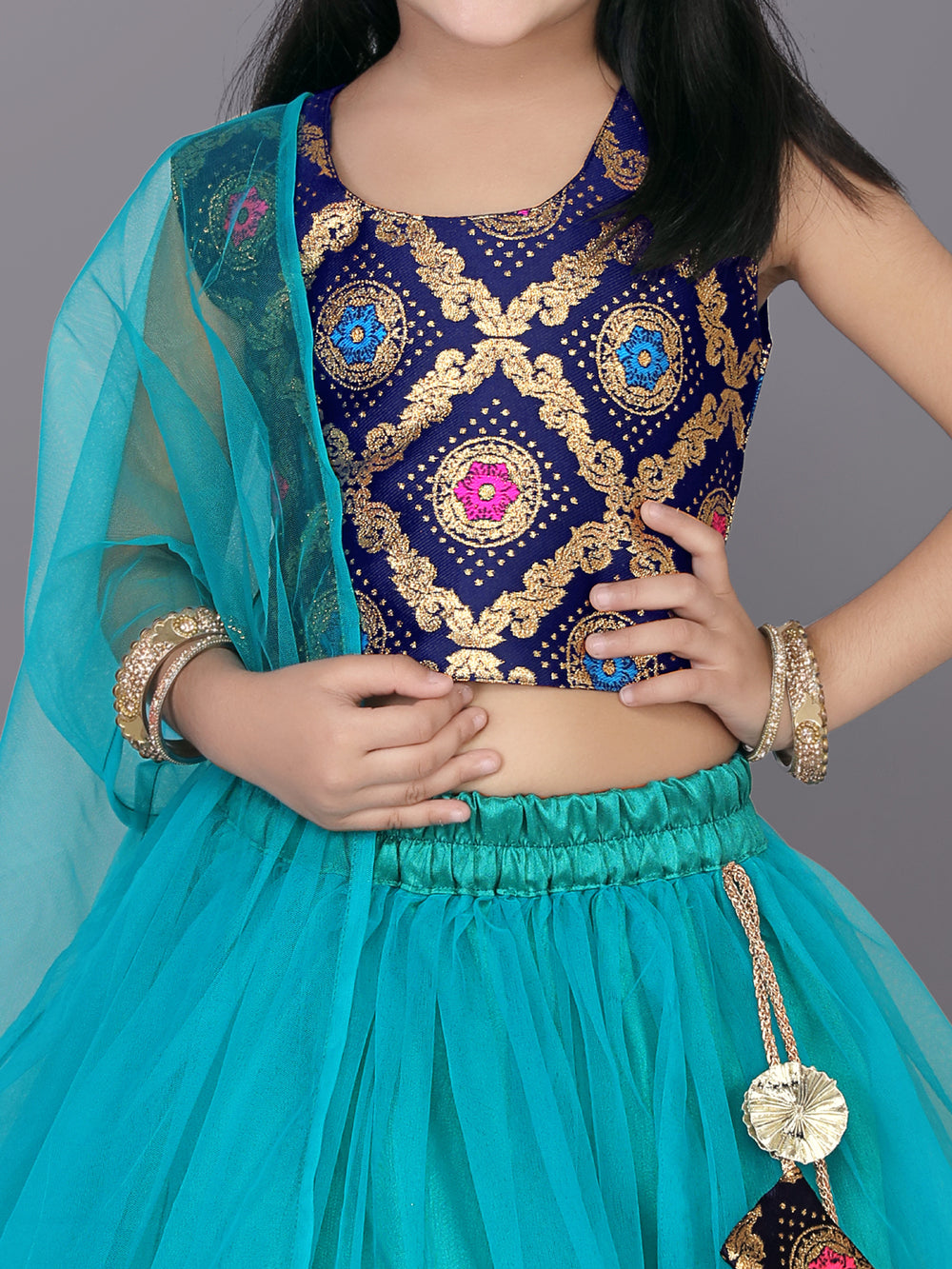 Girls Frill Design Lehenga Choli with Dupatta Set