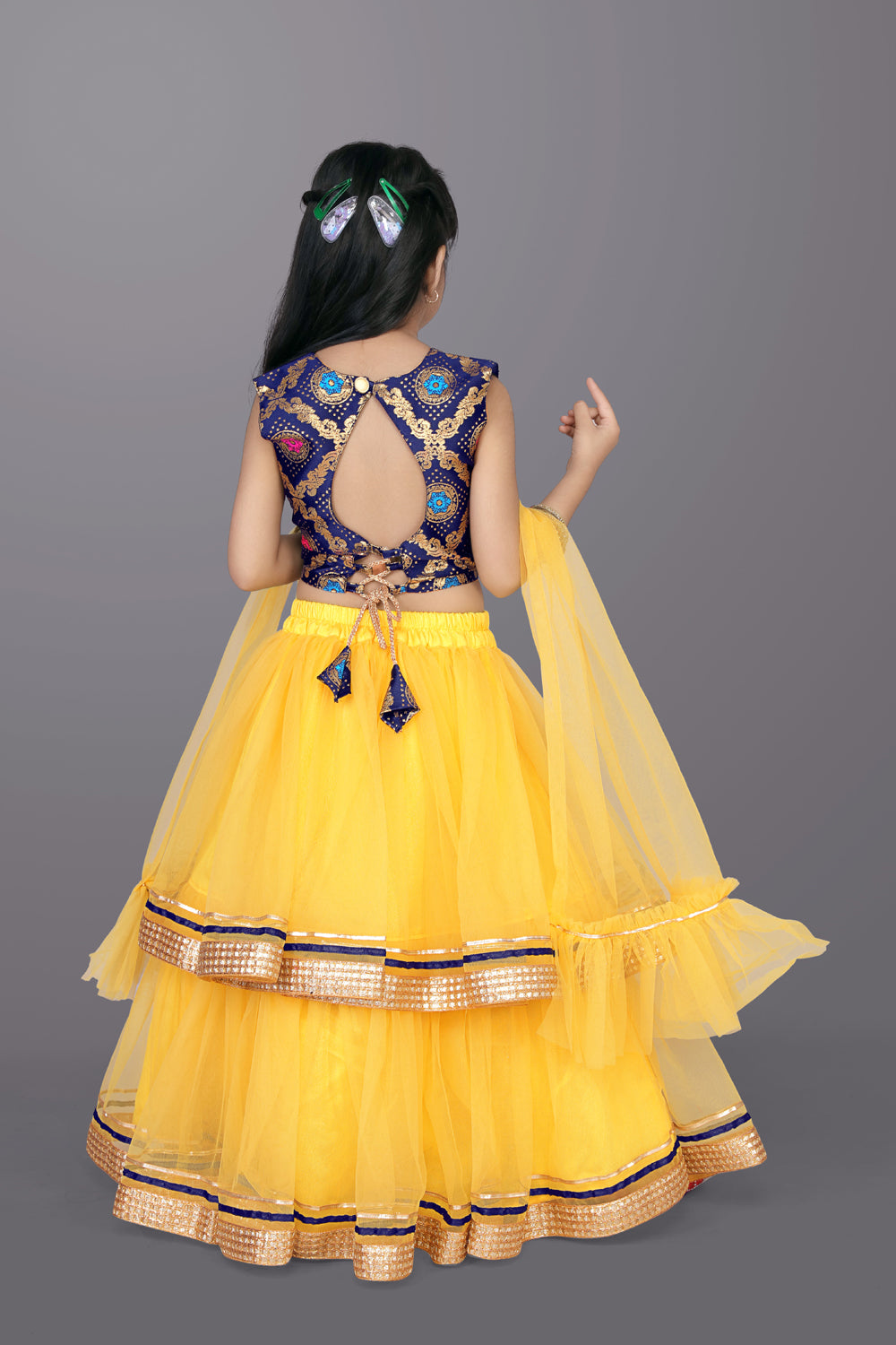 Girls Frill Design Lehenga Choli with Dupatta Set