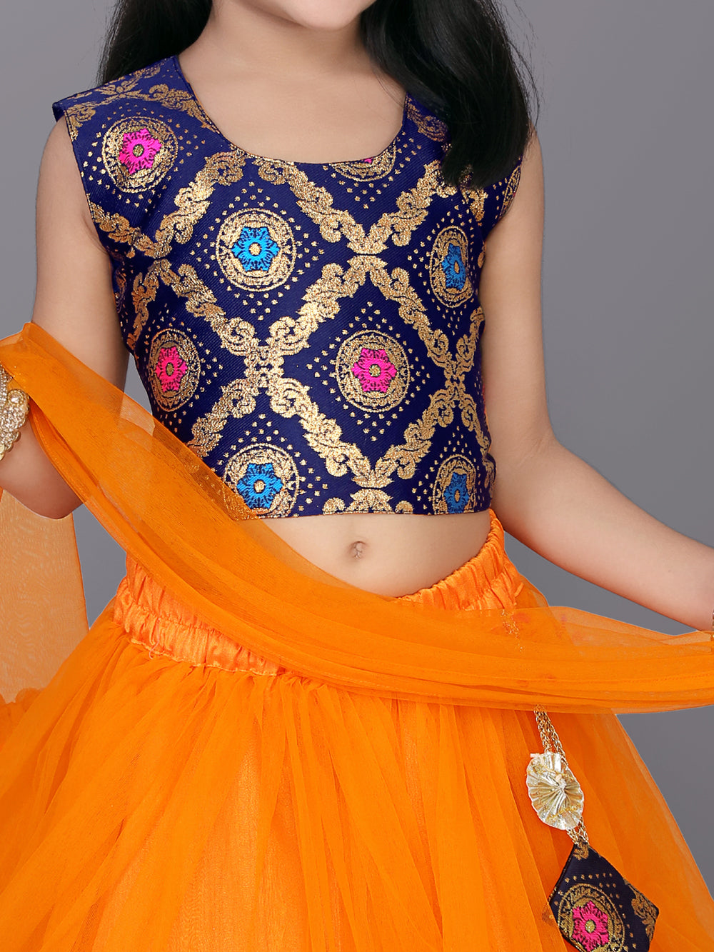 Girls Frill Design Lehenga Choli with Dupatta Set