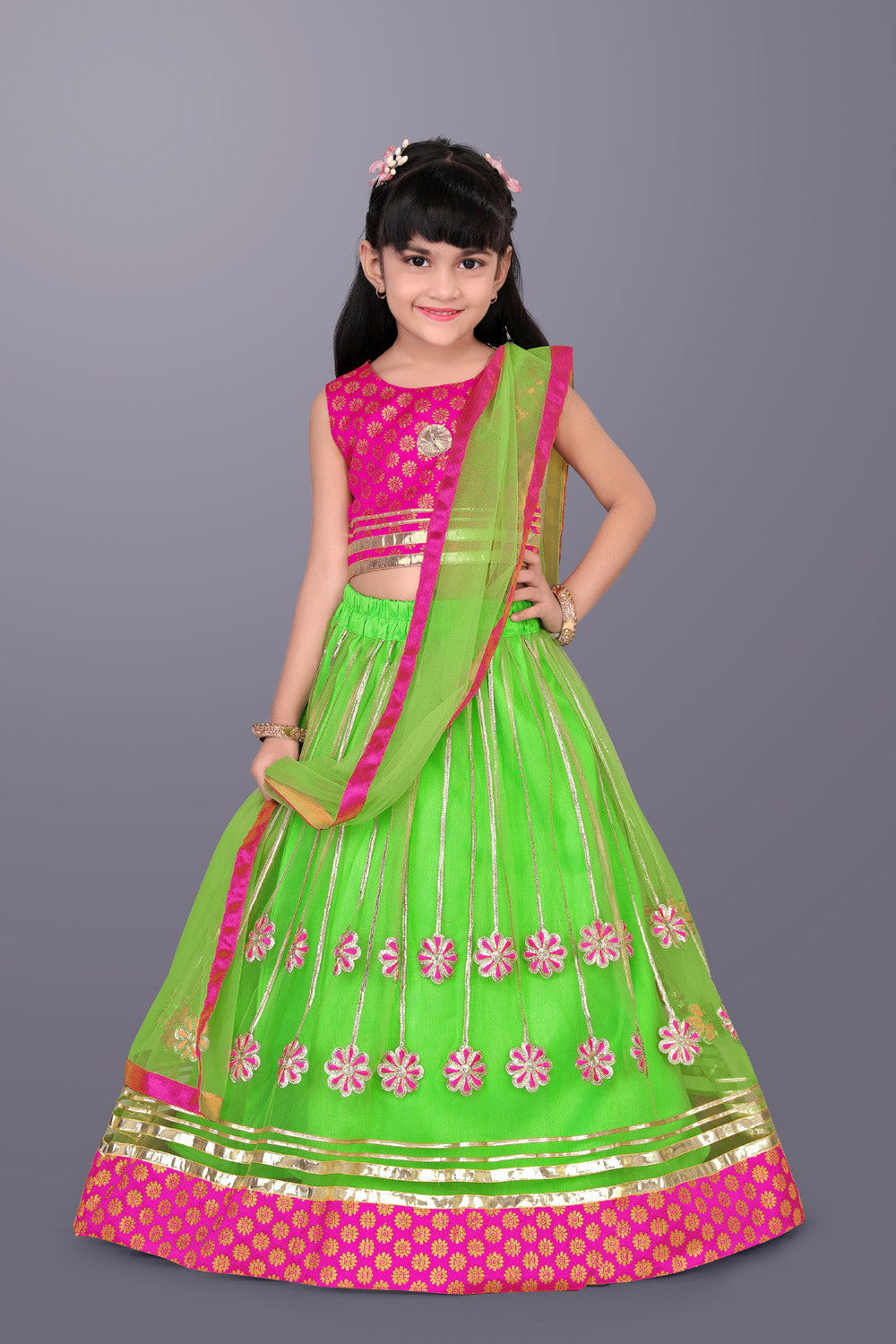Girls Ethnic Wear Lehenga, Choli and Dupatta Set