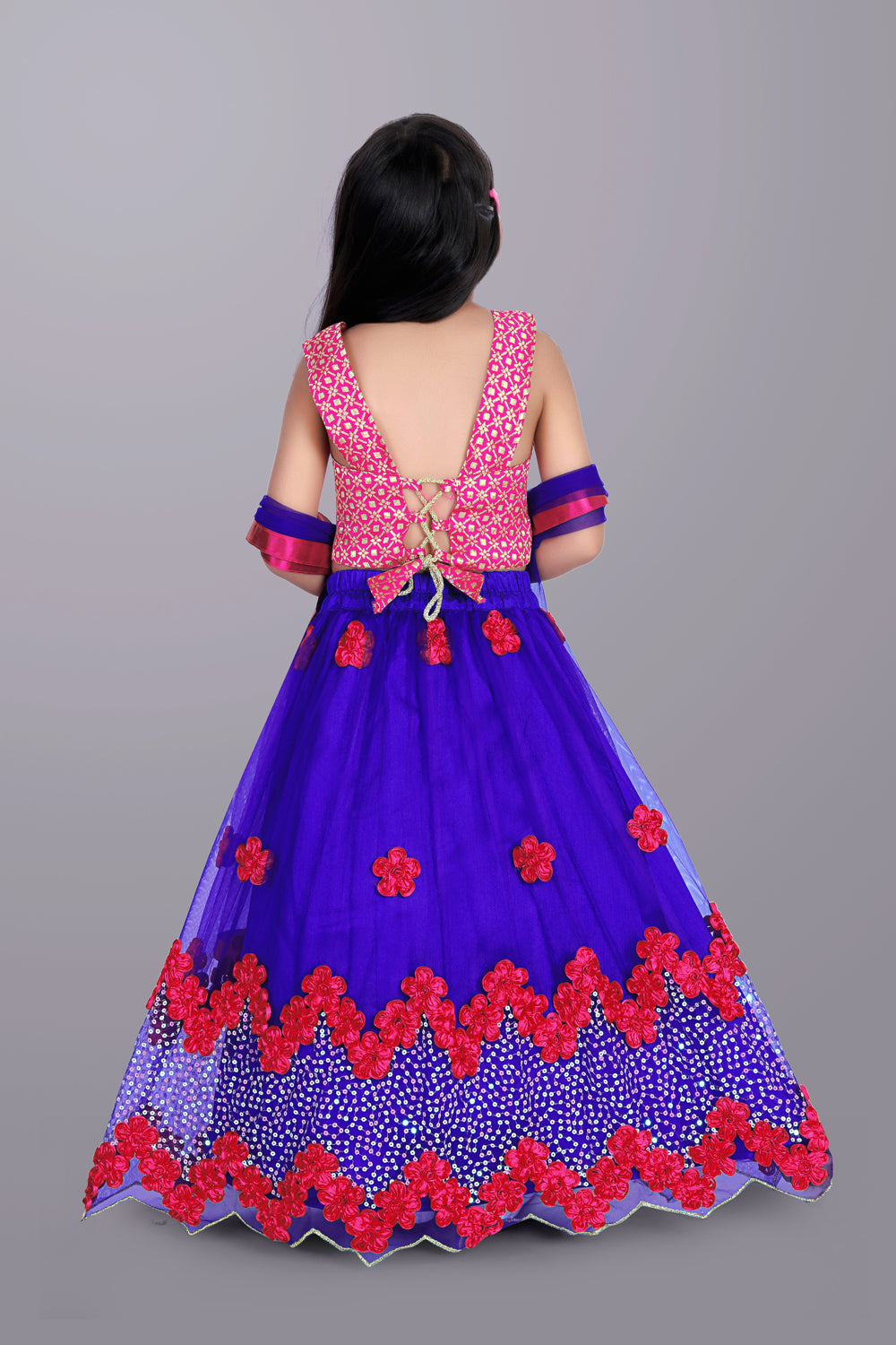 Girls Embroidered Lehenga Choli with Dupatta Set