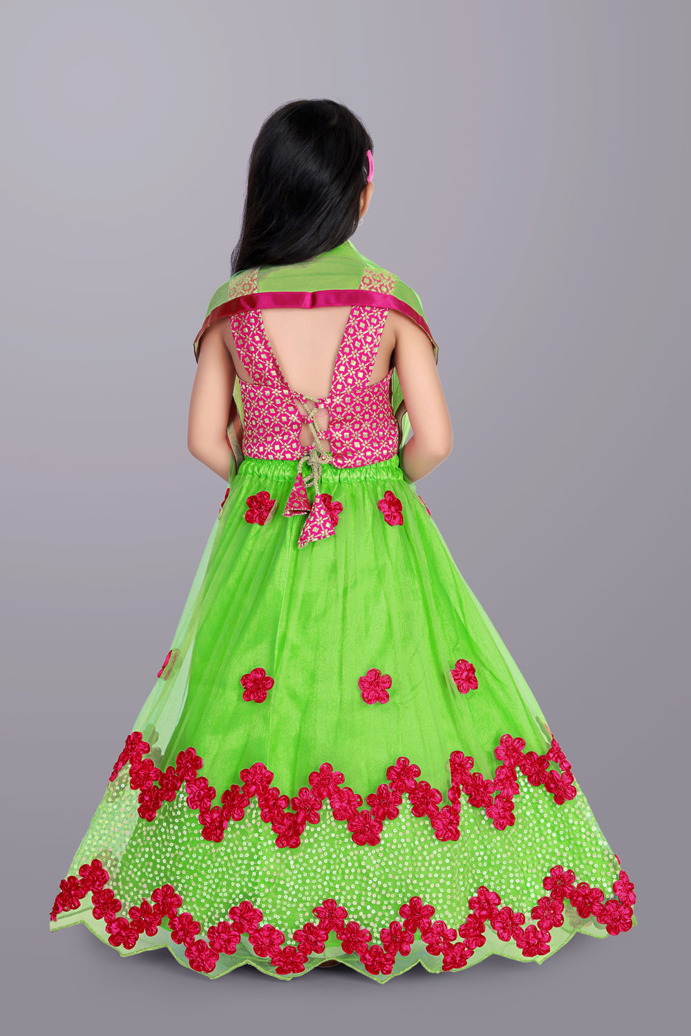 Girls Embroidered Lehenga Choli with Dupatta Set