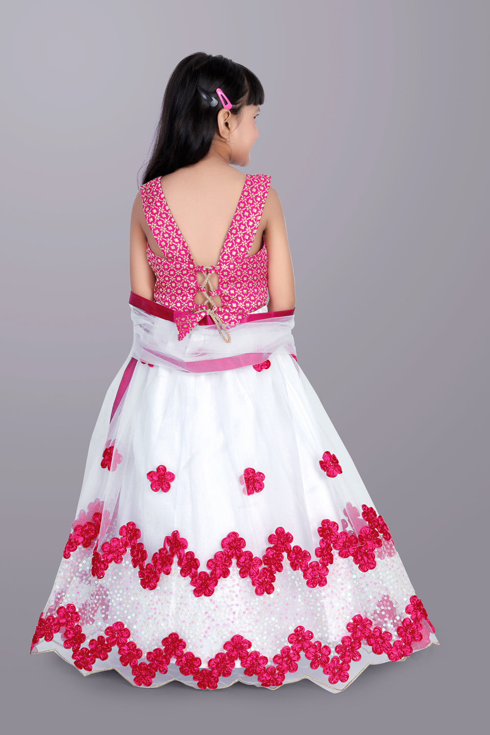 Girls Embroidered Lehenga Choli with Dupatta Set