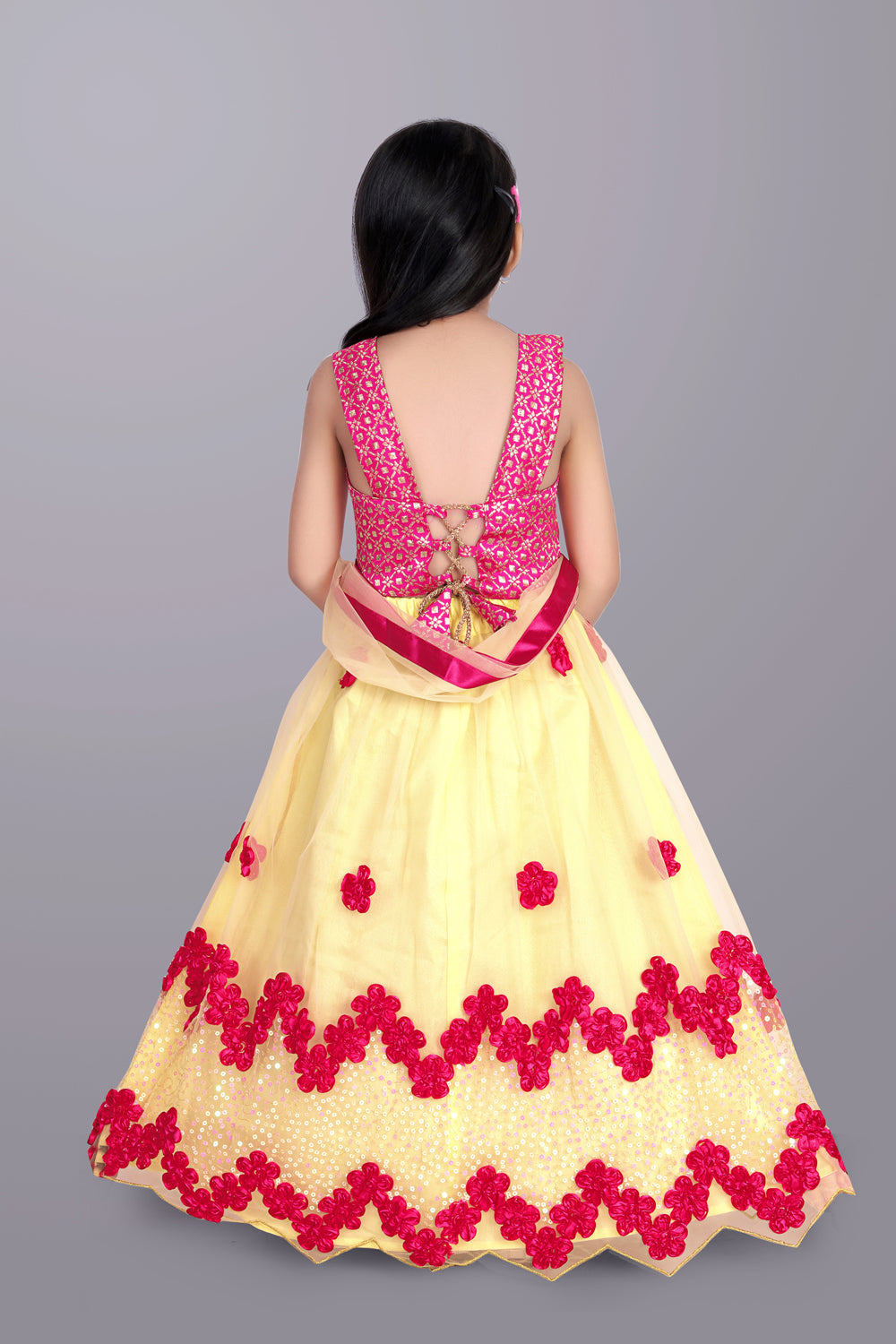 Girls Embroidered Lehenga Choli with Dupatta Set
