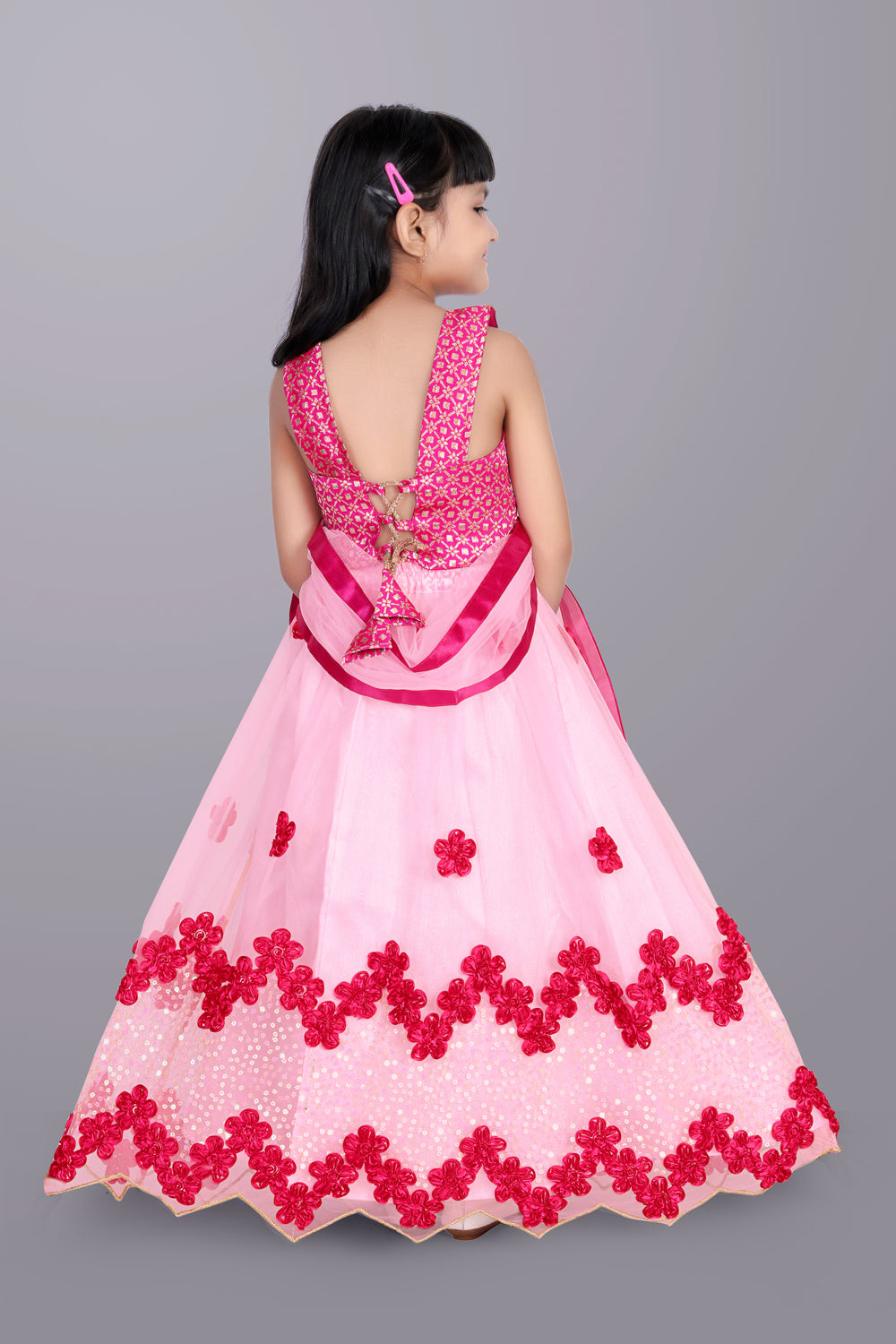 Girls Embroidered Lehenga Choli with Dupatta Set