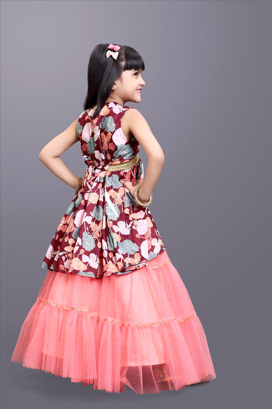 Girls Festive & Party Kurta and Skirt Set