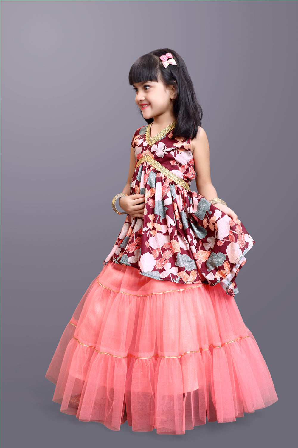 Girls Festive & Party Kurta and Skirt Set