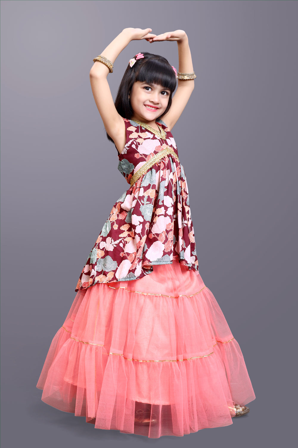 Girls Festive & Party Kurta and Skirt Set