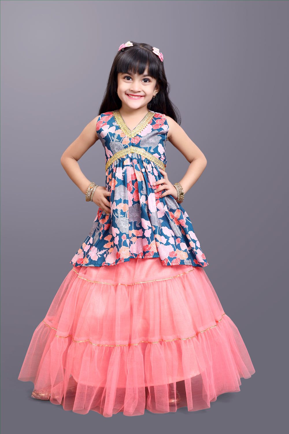 Girls Festive & Party Kurta and Skirt Set