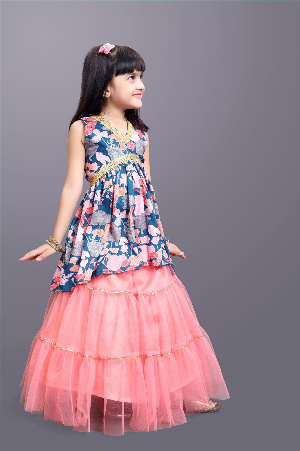 Girls Festive & Party Kurta and Skirt Set
