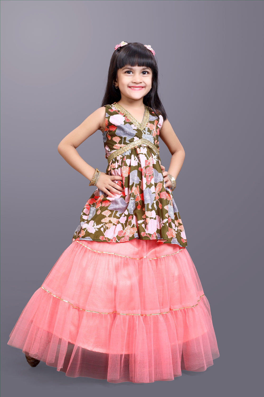 Girls Festive & Party Kurta and Skirt Set