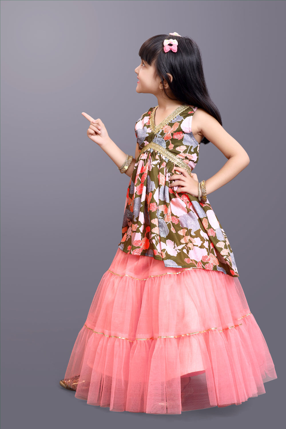 Girls Festive & Party Kurta and Skirt Set