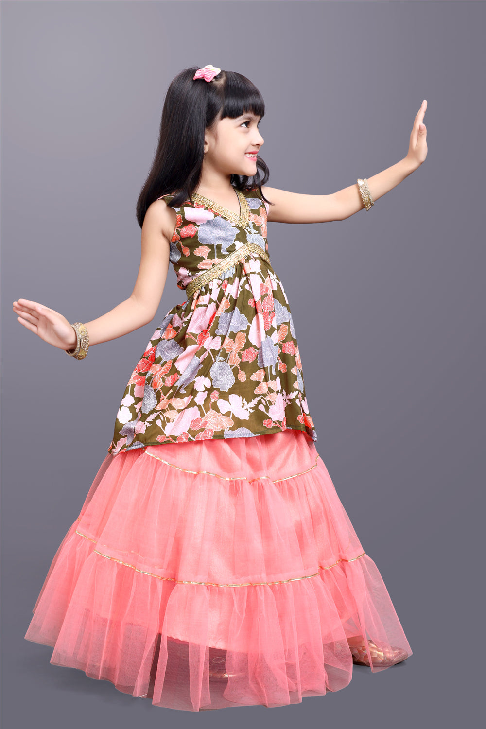 Girls Festive & Party Kurta and Skirt Set