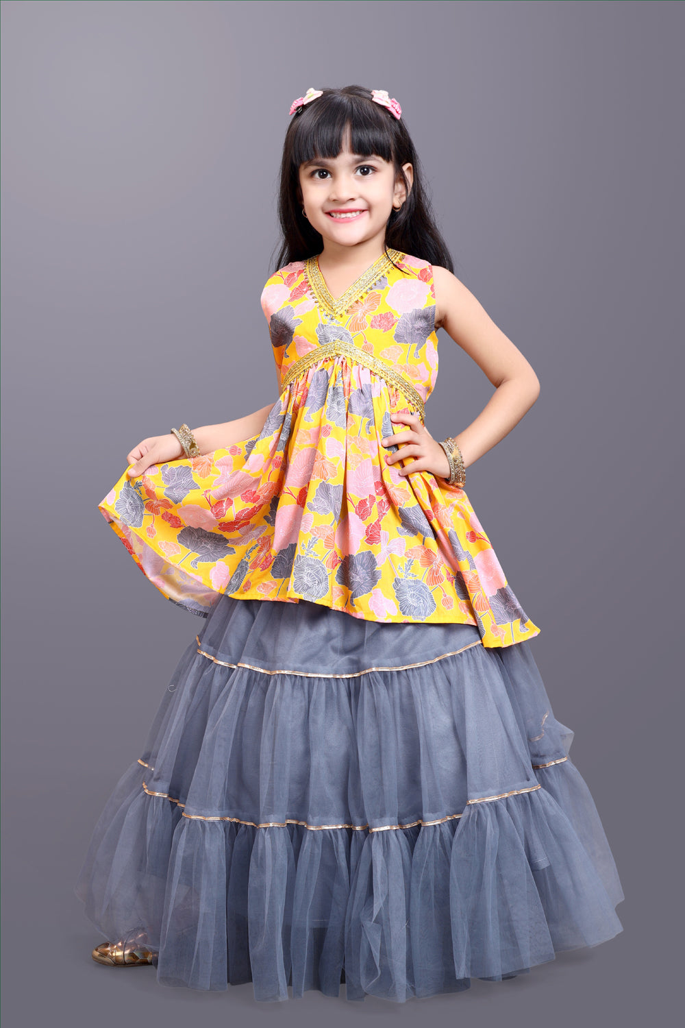 Girls Festive & Party Kurta and Skirt Set