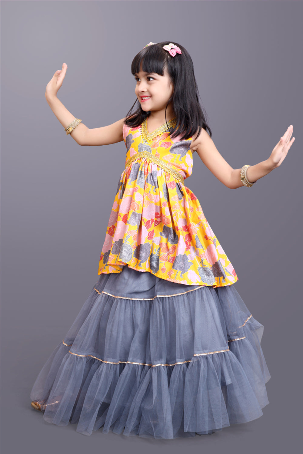 Girls Festive & Party Kurta and Skirt Set