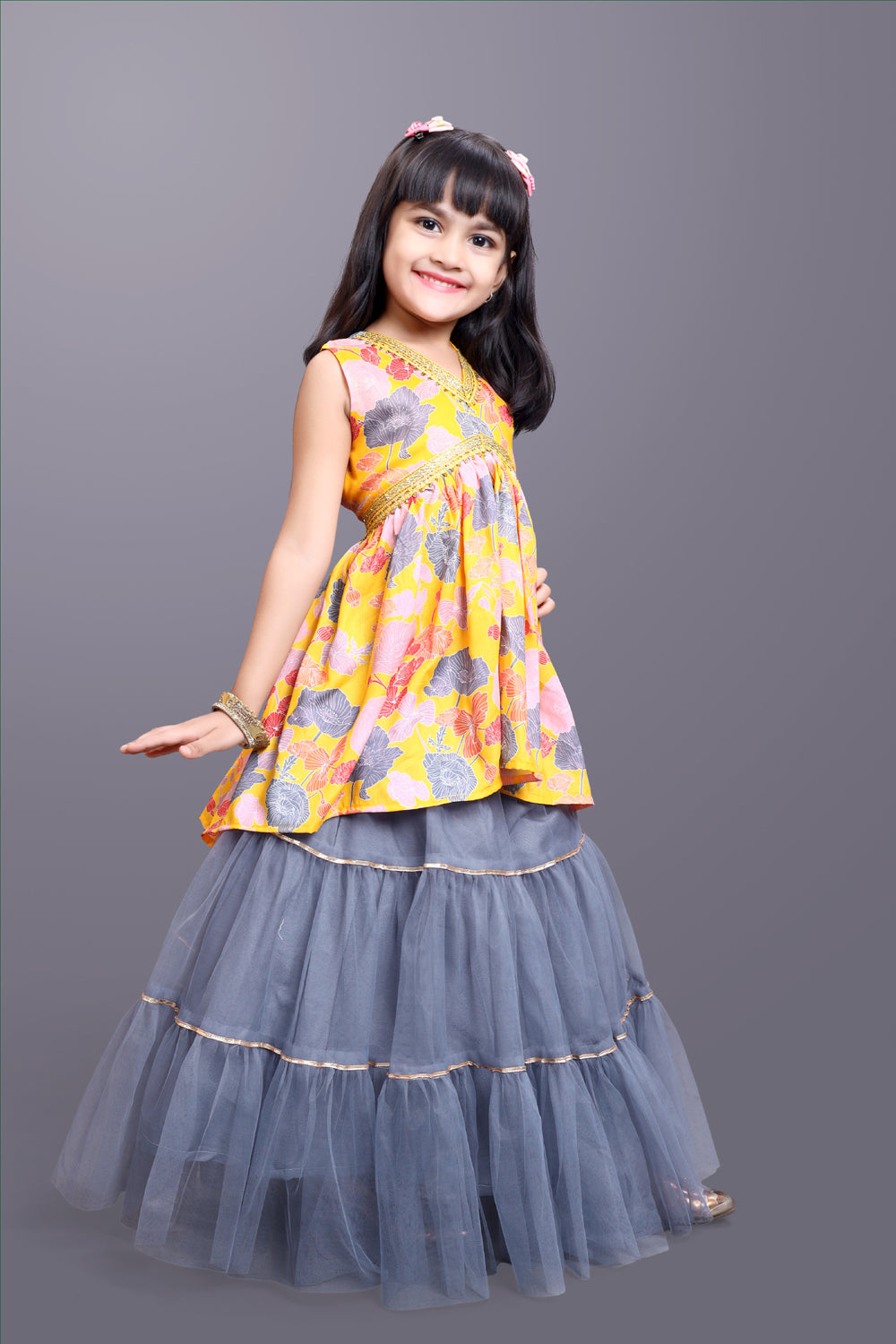 Girls Festive & Party Kurta and Skirt Set