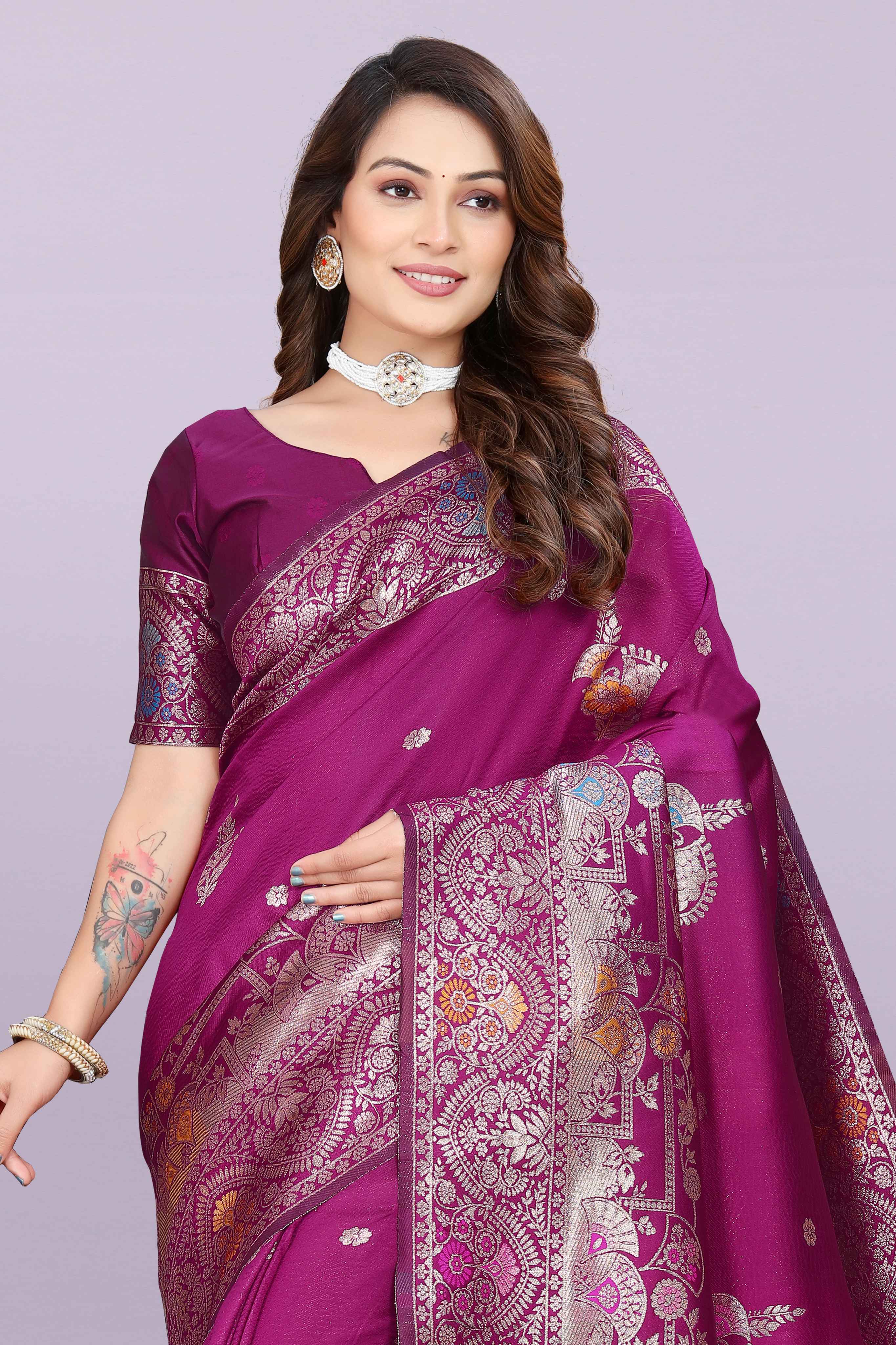 Banarasi Silk Saree with Zari Weaving – Wedding & Festive Wear for Women