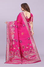 Banarasi Silk Saree with Floral Zari Border – Elegant Wedding & Festive Wear