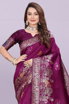 Banarasi Silk Saree with Floral Zari Border – Elegant Wedding & Festive Wear