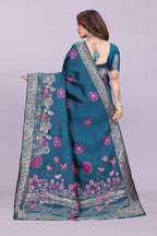Banarasi Silk Saree with Floral Zari Border – Elegant Wedding & Festive Wear