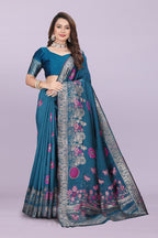 Banarasi Silk Saree with Floral Zari Border – Elegant Wedding & Festive Wear
