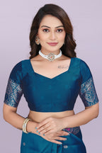Banarasi Silk Saree with Floral Zari Border – Elegant Wedding & Festive Wear