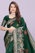 Banarasi Silk Saree with Floral Zari Border – Elegant Wedding & Festive Wear