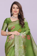 Banarasi Silk Saree with Floral Zari Border – Elegant Wedding & Festive Wear